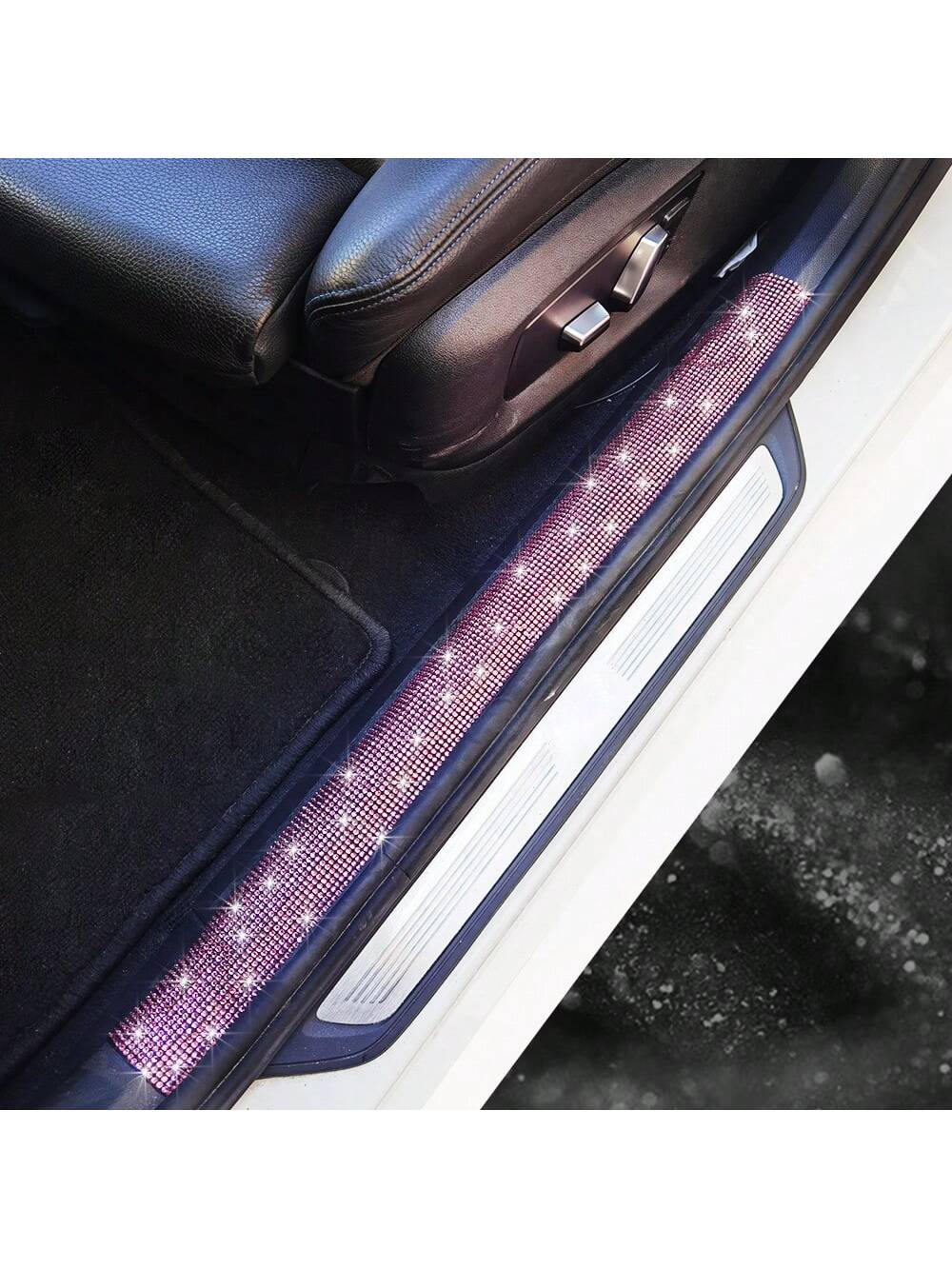 Sparkling Diamond Design Car Door Sill Protector Sticker, 1 Piece, For Car Door/Single Door