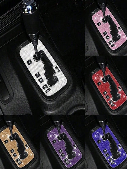 Sparkling Rhinestone Car Gear Shift Box Decorative Sticker Panel Cover, Sport Gear Shift Panel Trim Interior Decoration, Suitable For Styling Interior Female Car Accessories For, Family Gift