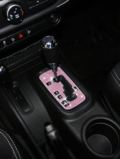 Sparkling Rhinestone Car Gear Shift Box Decorative Sticker Panel Cover, Sport Gear Shift Panel Trim Interior Decoration, Suitable For Styling Interior Female Car Accessories For, Family Gift