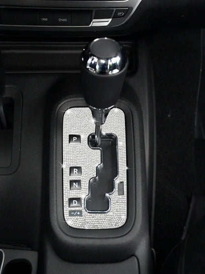 Sparkling Rhinestone Car Gear Shift Box Decorative Sticker Panel Cover, Sport Gear Shift Panel Trim Interior Decoration, Suitable For Styling Interior Female Car Accessories For, Family Gift