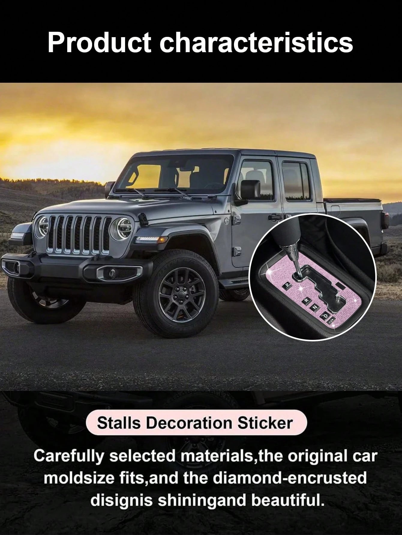 Sparkling Rhinestone Car Gear Shift Box Decorative Sticker Panel Cover, Sport Gear Shift Panel Trim Interior Decoration, Suitable For Styling Interior Female Car Accessories For, Family Gift