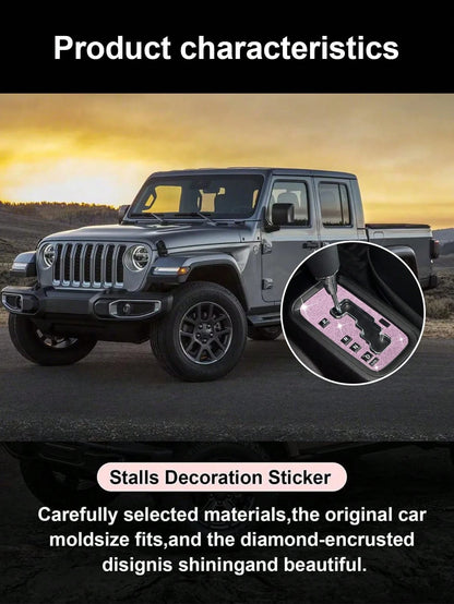 Sparkling Rhinestone Car Gear Shift Box Decorative Sticker Panel Cover, Sport Gear Shift Panel Trim Interior Decoration, Suitable For Styling Interior Female Car Accessories For, Family Gift