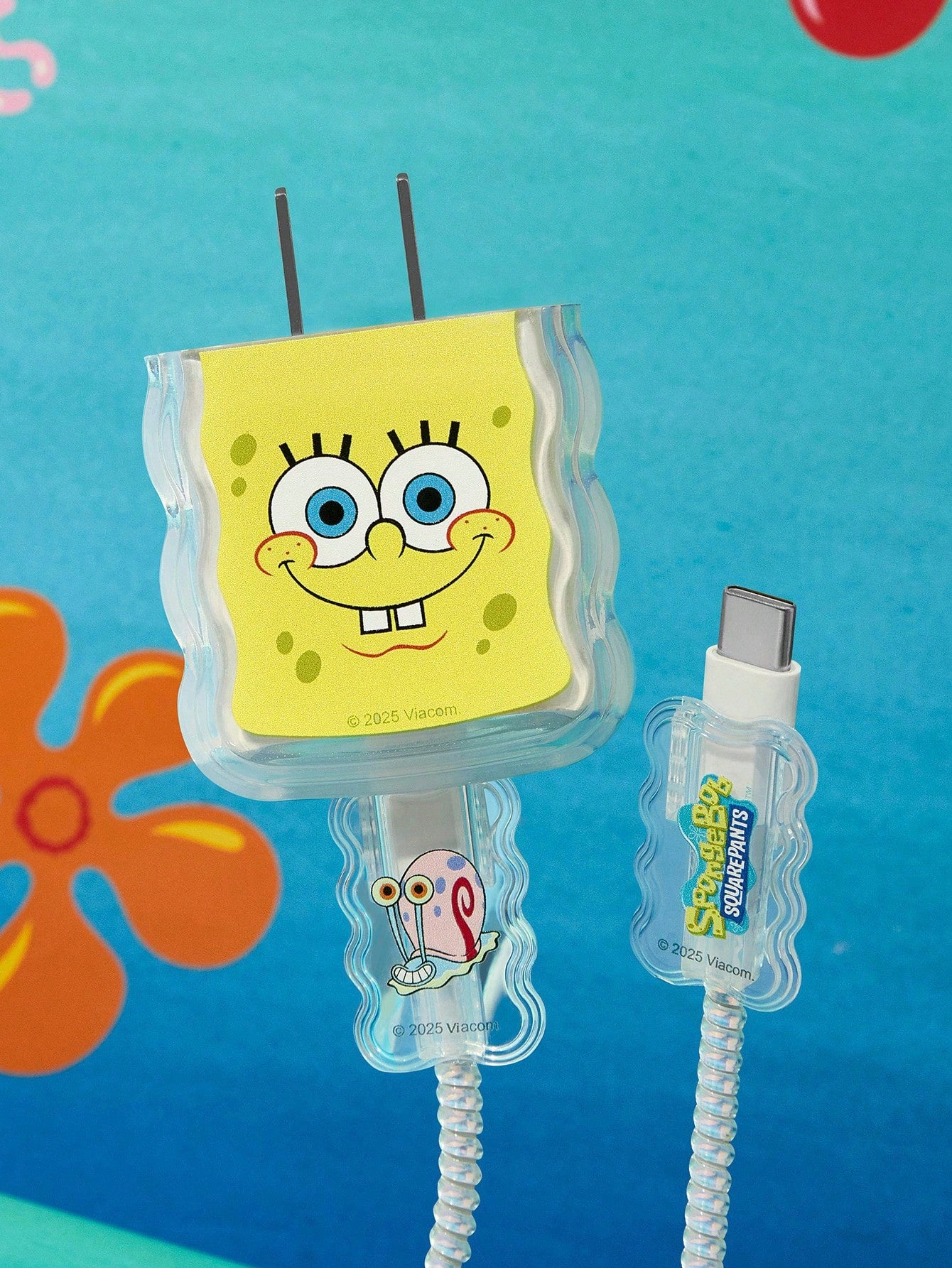 SpongeBob SquarePants| Data Cable Protective Cover, Compatible With IPhone Charger, Cartoon Pattern, 3 Pieces Charger Protector (Excluding Data Cable)