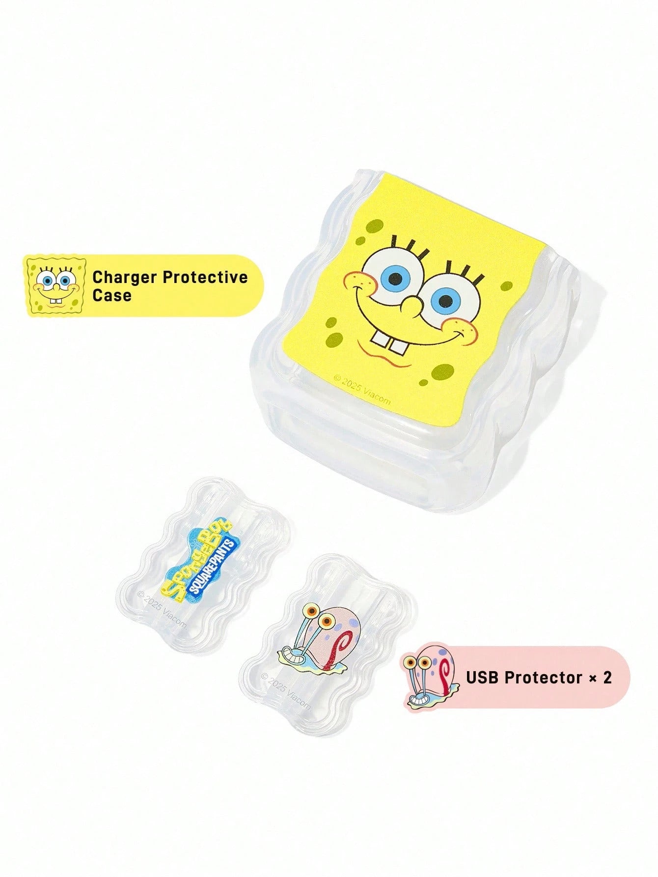 SpongeBob SquarePants| Data Cable Protective Cover, Compatible With IPhone Charger, Cartoon Pattern, 3 Pieces Charger Protector (Excluding Data Cable)
