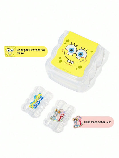 SpongeBob SquarePants| Data Cable Protective Cover, Compatible With IPhone Charger, Cartoon Pattern, 3 Pieces Charger Protector (Excluding Data Cable)
