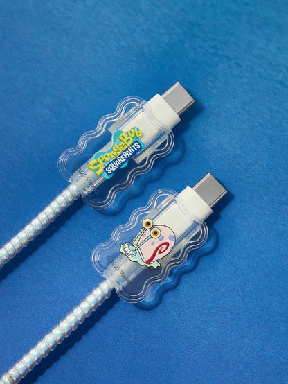 SpongeBob SquarePants| Data Cable Protective Cover, Compatible With IPhone Charger, Cartoon Pattern, 3 Pieces Charger Protector (Excluding Data Cable)