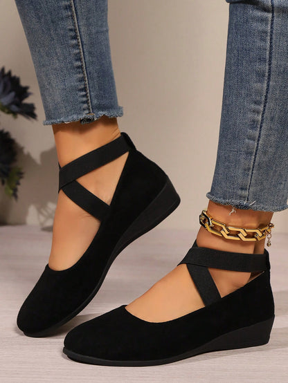 Spring/Autumn Women's Rocker Sole Slip-On Slouchy Shoes With Thick Sole And Breathable Mesh, Low Vamp Casual Shoes, Shoes For Women