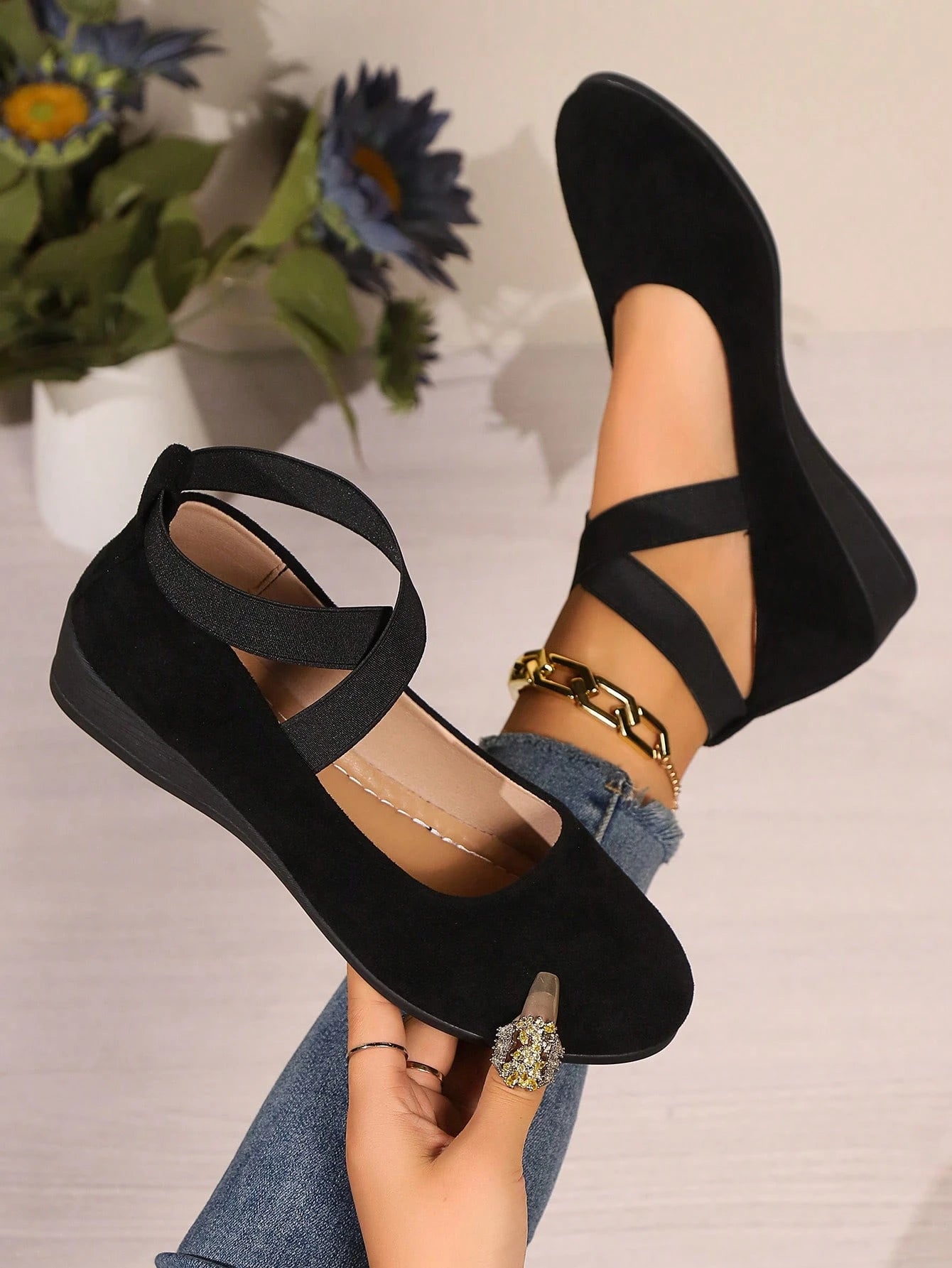 Spring/Autumn Women's Rocker Sole Slip-On Slouchy Shoes With Thick Sole And Breathable Mesh, Low Vamp Casual Shoes, Shoes For Women