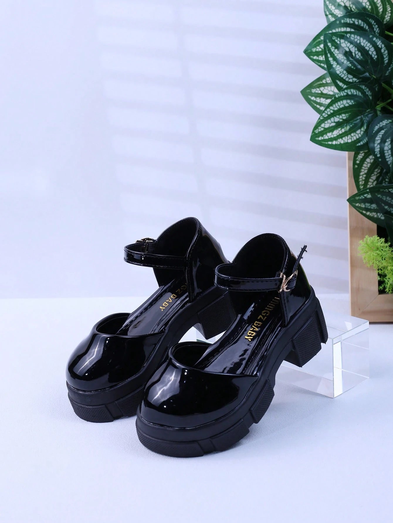 Spring/Summer New Girls' High Heel Shoes, Fashionable Retro Children's Sandals, Closed-Toe Shoes For Big Kids, Thick Sole Little Girls' Shoes, Black British Style Baby Student Shoes