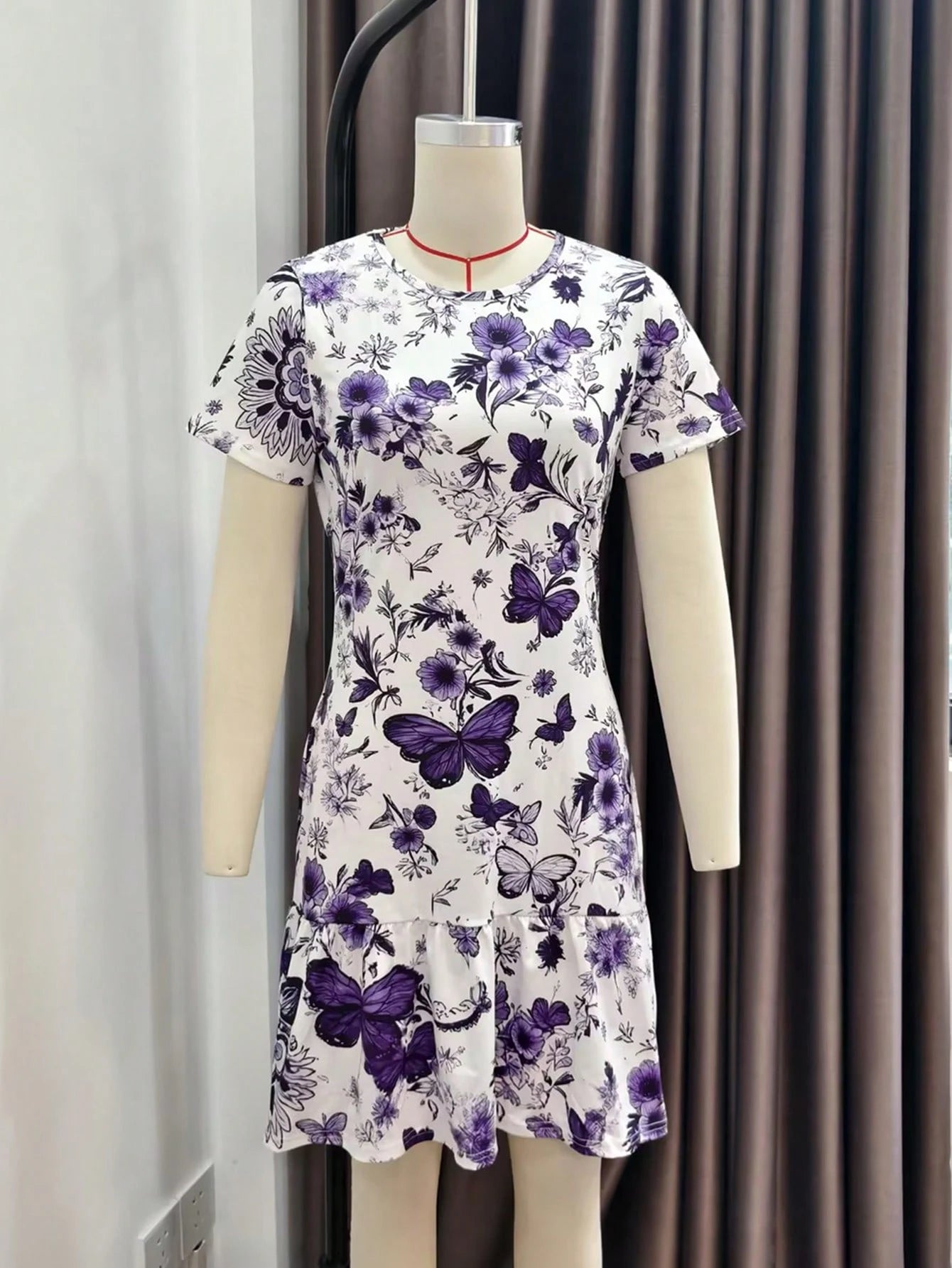 Spring/Summer Versatile Best-Seller New Arrival Fresh Butterfly & Floral Print Dress, Women's Dress Elegant Vacation