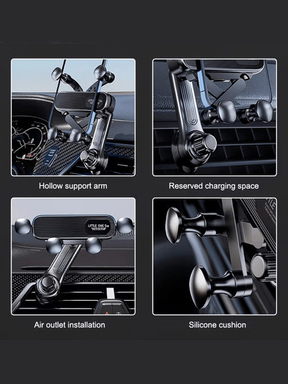 Stable Gravity-Lock Anti-Shake Design Car Phone Holder- Adjustable Air Vent Grip, Universal Car Air Vent Phone Holder