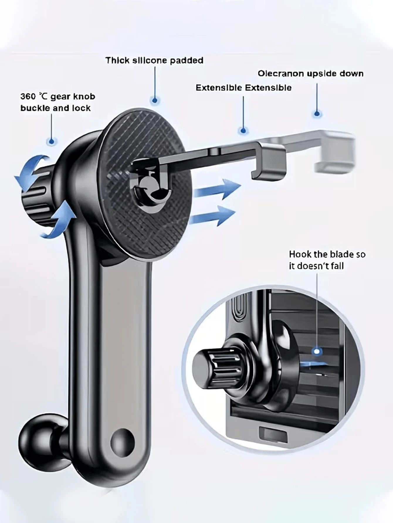 Stable Gravity-Lock Anti-Shake Design Car Phone Holder- Adjustable Air Vent Grip, Universal Car Air Vent Phone Holder