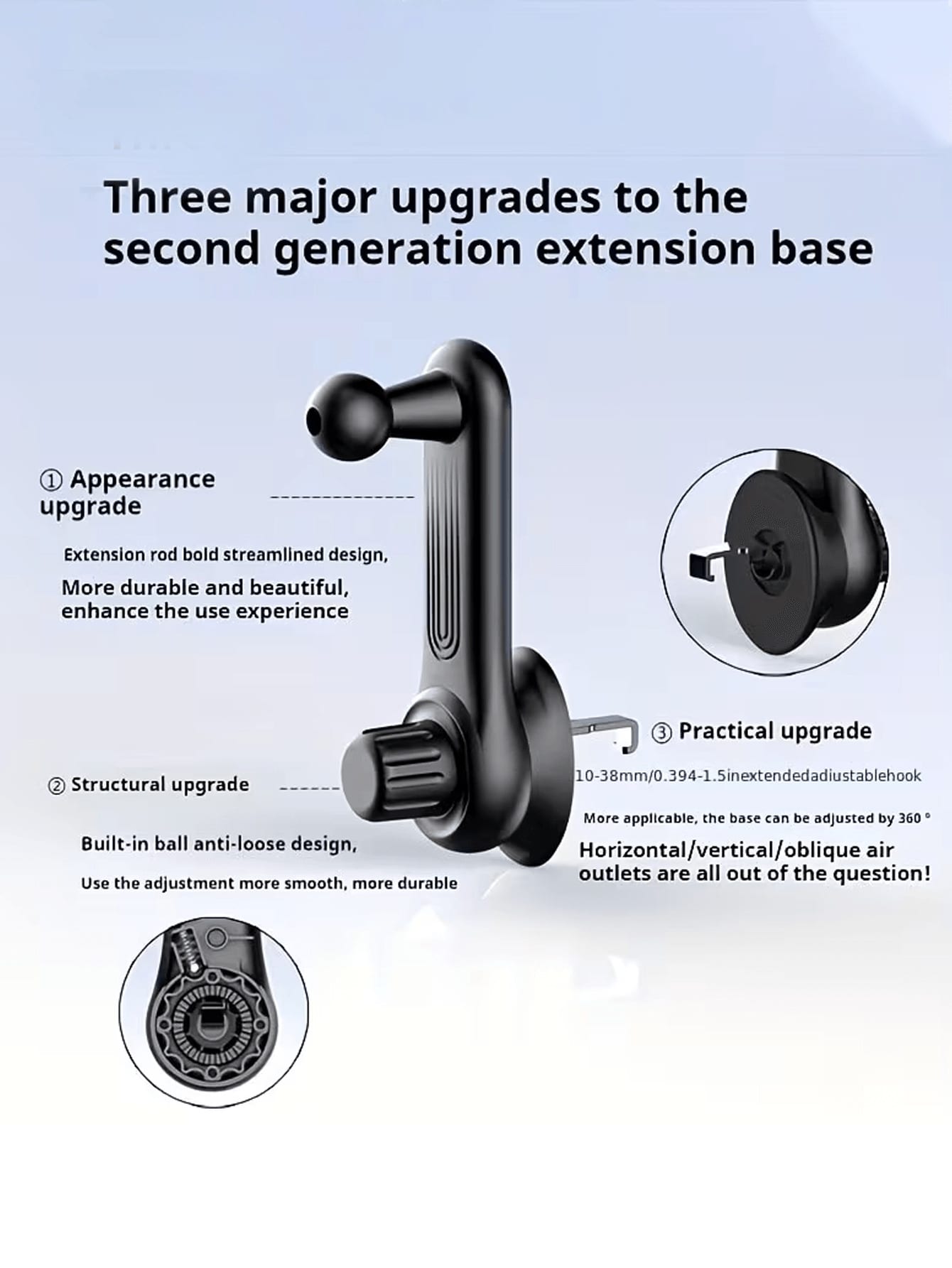 Stable Gravity-Lock Anti-Shake Design Car Phone Holder- Adjustable Air Vent Grip, Universal Car Air Vent Phone Holder