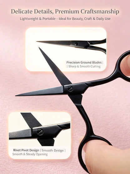 Stainless Steel Beauty Scissors, Professional Eyebrow And Eyelash Trimmer, Can Trim Nose Hair, Beard, Eyebrows, Facial Hair, Multi-Functional Makeup Tool, Portable For Home Use, Easy To Use, Vanity Es