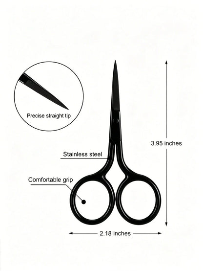 Stainless Steel Beauty Scissors, Professional Eyebrow And Eyelash Trimmer, Can Trim Nose Hair, Beard, Eyebrows, Facial Hair, Multi-Functional Makeup Tool, Portable For Home Use, Easy To Use, Vanity Es
