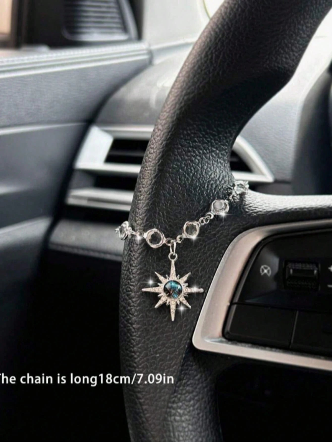 Starry Sky Sun Car Pendant, Rhinestone Sun Charm Vintage Alloy Decor For Car Steering Wheel