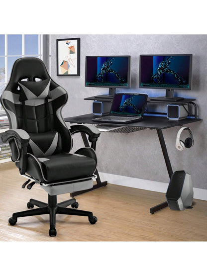 STGaming Gaming Chair With Footrest And Lumbar Support, Ergonomic Game Chair Height Adjustable Racing Gaming Chair With Headrest