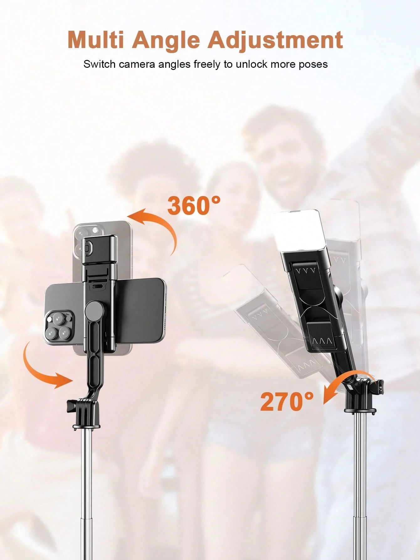 STICKMAG 100cm Wireless Bluetooth Selfie Stick Tripod With LED 3-Speed Adjustable Beauty Light, 360° Rotating Stainless Steel Anti-Shake, Suitable For Smartphones