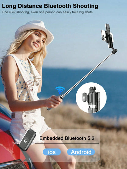 STICKMAG 100cm Wireless Bluetooth Selfie Stick Tripod With LED 3-Speed Adjustable Beauty Light, 360° Rotating Stainless Steel Anti-Shake, Suitable For Smartphones