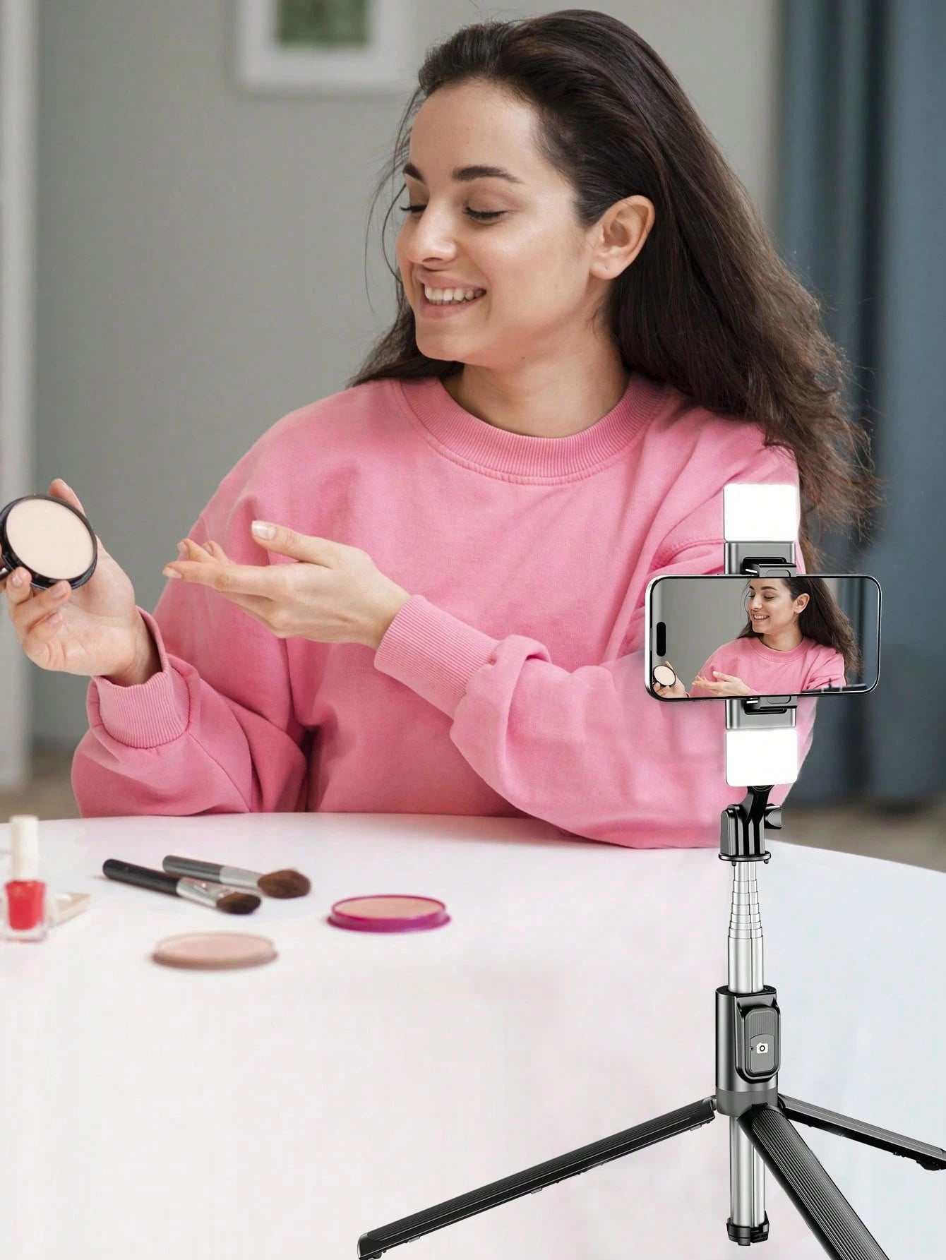 STICKMAG 100cm Wireless Bluetooth Selfie Stick Tripod With LED 3-Speed Adjustable Beauty Light, 360° Rotating Stainless Steel Anti-Shake, Suitable For Smartphones
