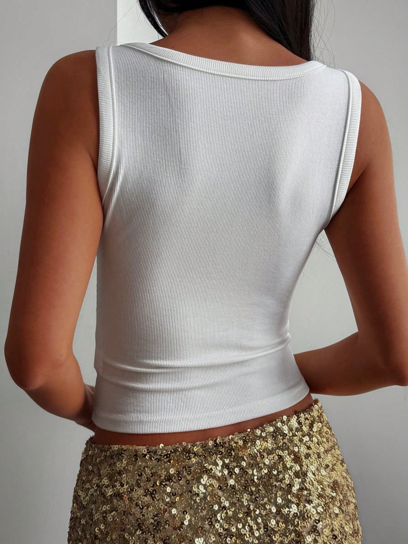 Strévra Autumn/Winter New Heavy Rhinestone Embellished Fitted Women's Vest