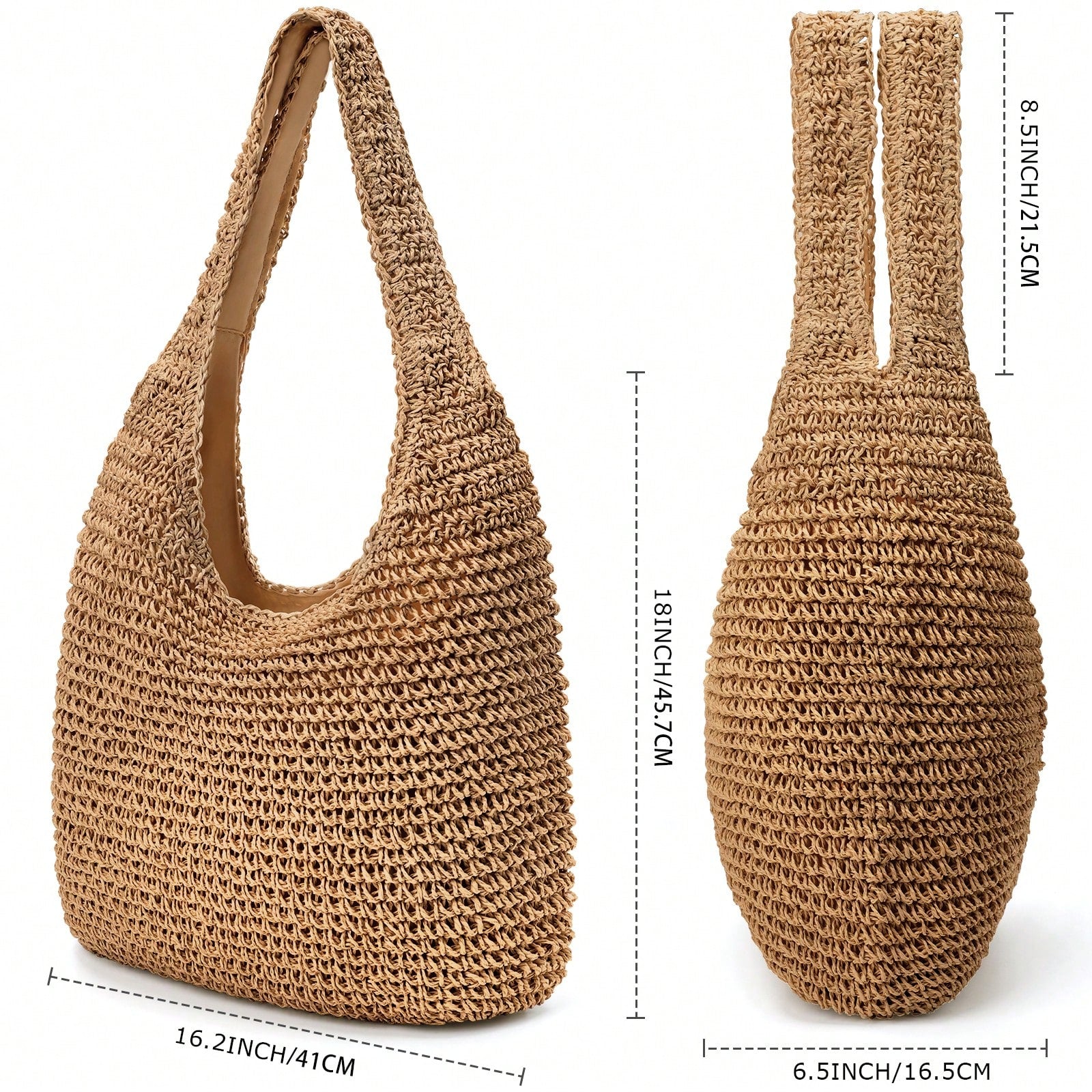 Straw Beach Bag For Women,Straw Woven Bag,Large Capacity Summer Bag,For Beach Travel,Outings,Dates,Shopping,Daily Use,Gifts,Vacation Essentials
