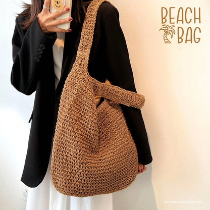 Straw Beach Bag For Women,Straw Woven Bag,Large Capacity Summer Bag,For Beach Travel,Outings,Dates,Shopping,Daily Use,Gifts,Vacation Essentials