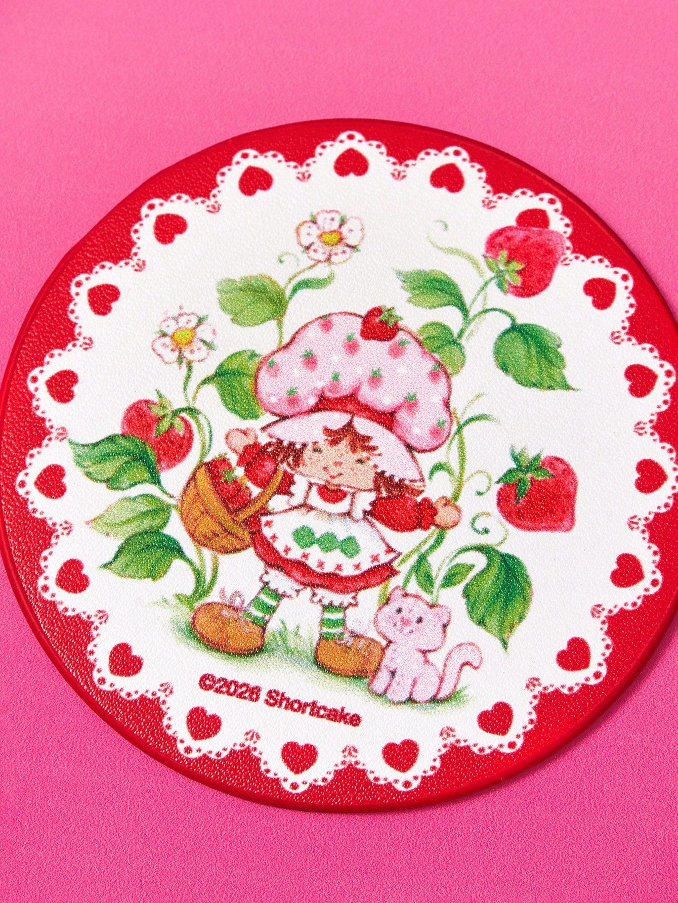 Strawberry Shortcake X Cute Cartoon Character Printed Car Coaster, 1/2-Piece Non-Slip Cup Holder Mat For Automotive Interior,Strawberry
