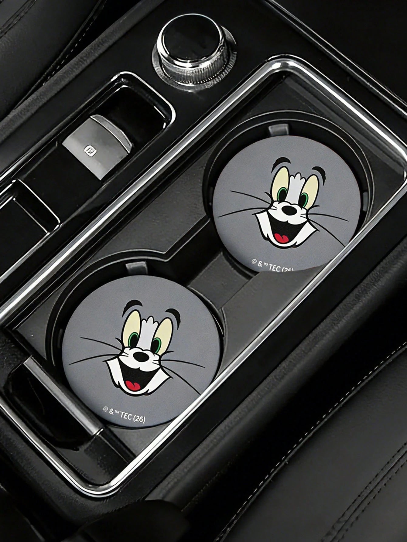 Strawberry Shortcake X Cute Cartoon Character Printed Car Coaster, 1/2-Piece Non-Slip Cup Holder Mat For Automotive Interior,Strawberry