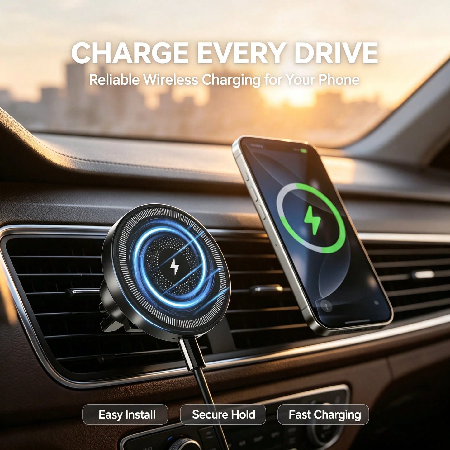Strong Magnet Air Vent Car Wireless Charger 15W Fast Charge Anti-Shake Phone Holder For IPhone Galaxy Car Interior Accessories
