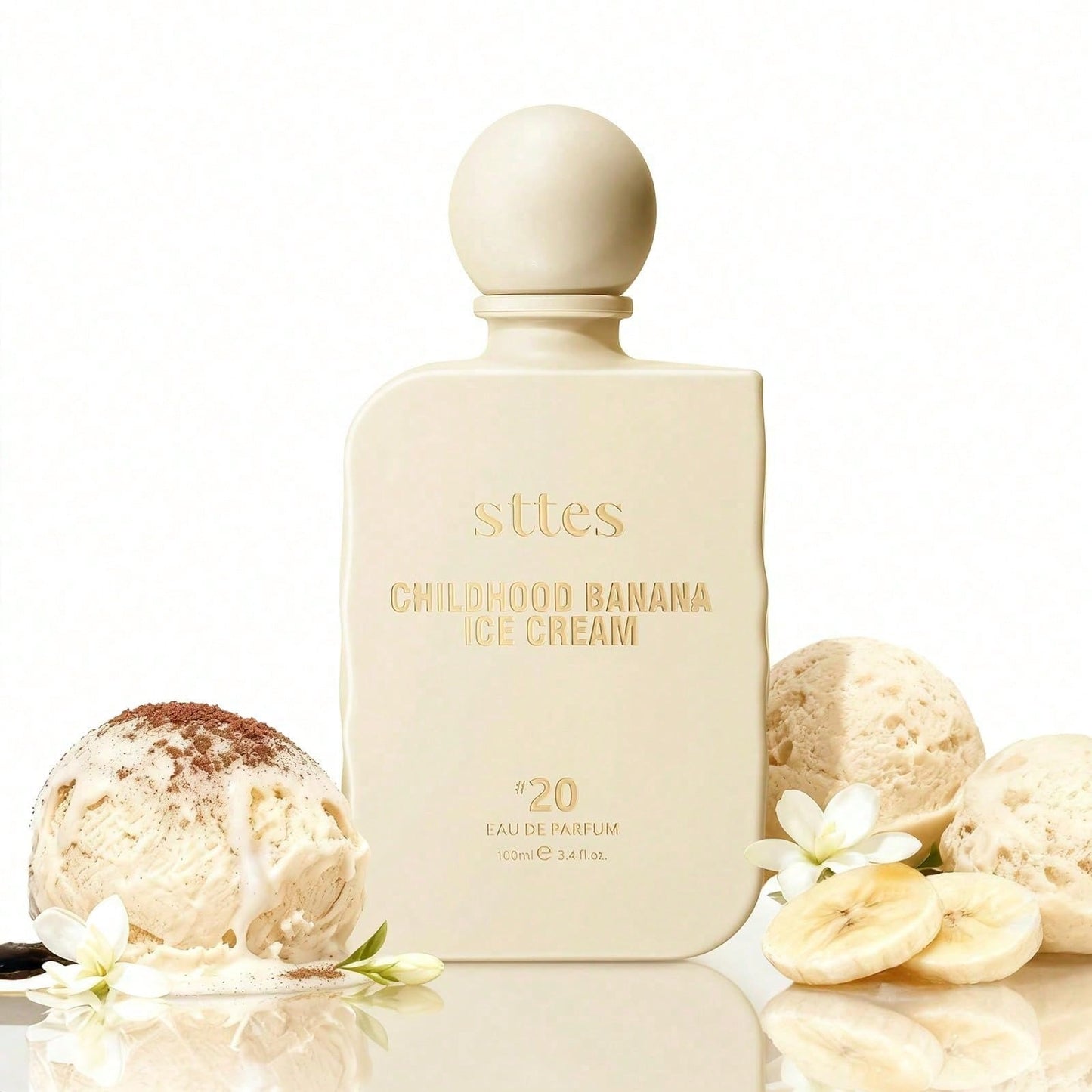Sttes Childhood Banana Ice Cream No.20 EDP Perfume 100ml, Unisex Sweet Gourmand Fragrance, Long Lasting Vanilla Banana Scent, Perfect Birthday Holiday Gift For Women Men