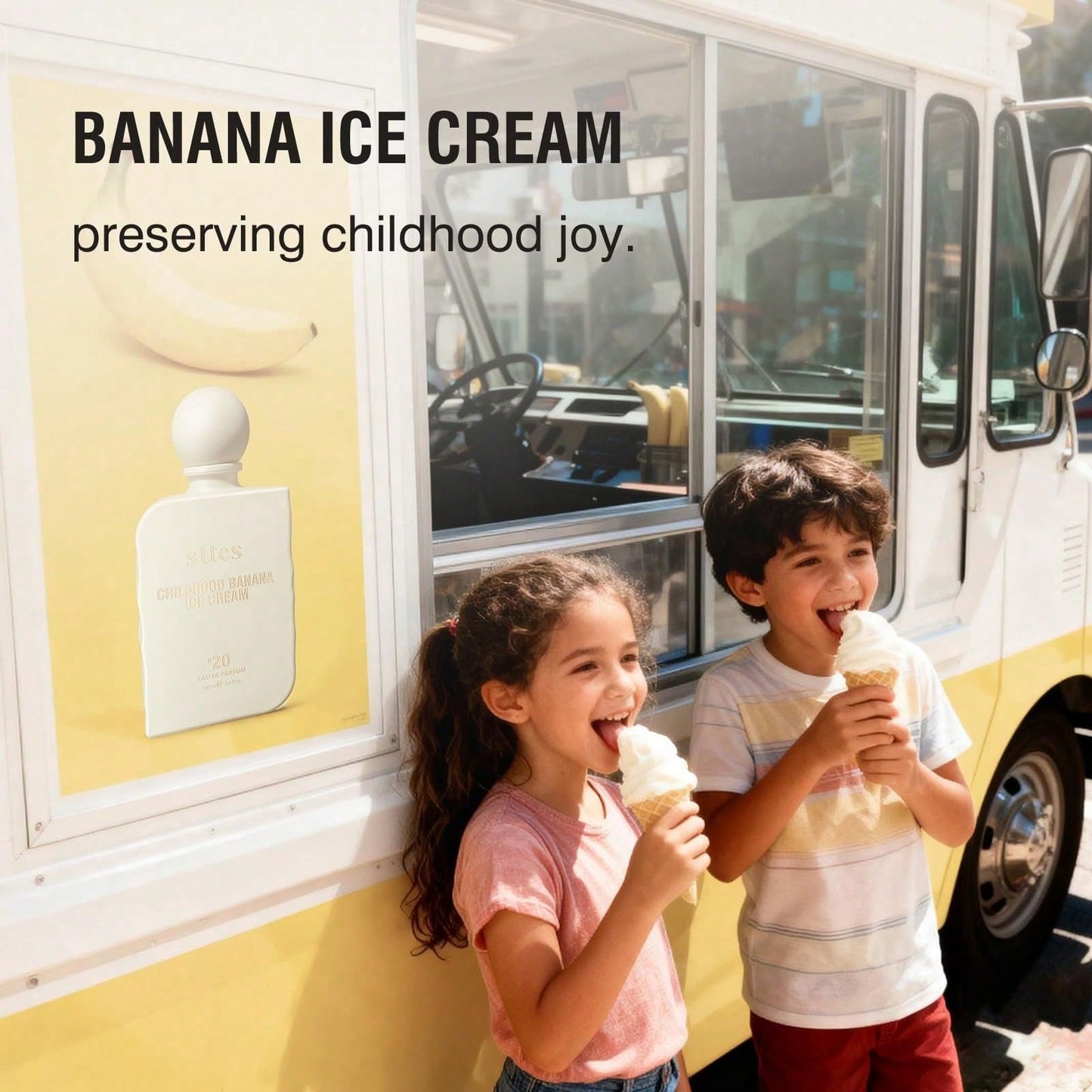 Sttes Childhood Banana Ice Cream No.20 EDP Perfume 100ml, Unisex Sweet Gourmand Fragrance, Long Lasting Vanilla Banana Scent, Perfect Birthday Holiday Gift For Women Men