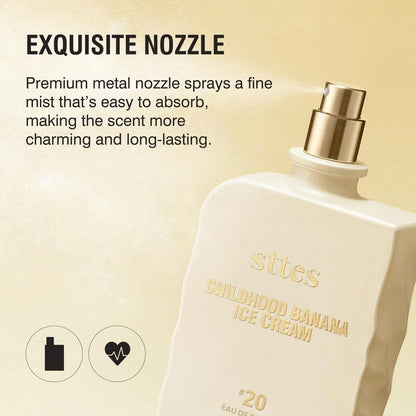 Sttes Childhood Banana Ice Cream No.20 EDP Perfume 100ml, Unisex Sweet Gourmand Fragrance, Long Lasting Vanilla Banana Scent, Perfect Birthday Holiday Gift For Women Men