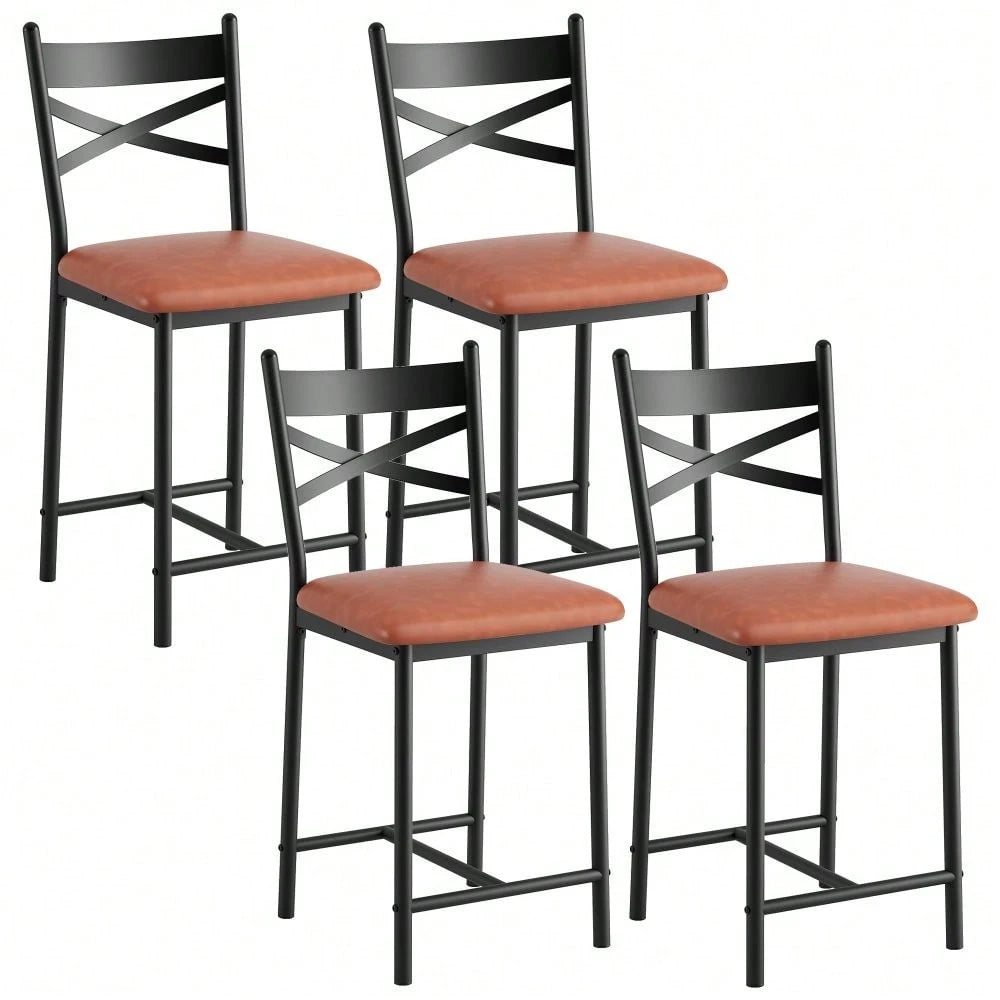 Studyset 26" Counter Height Bar Stools Set Of 4, Upholstered Bar Chairs With Back, Thick Cushion, Modern Counter Height Barstools For Kitchen Island, Apartment Counter, Dining Room Bar