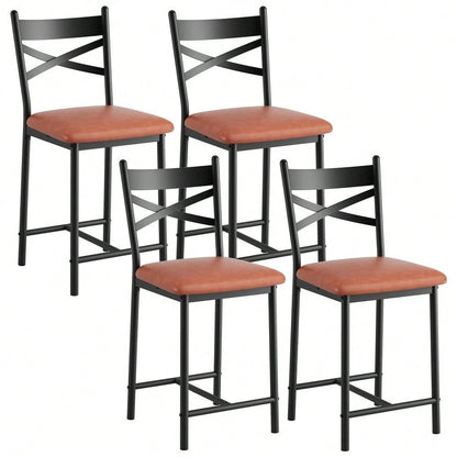Studyset 26" Counter Height Bar Stools Set Of 4, Upholstered Bar Chairs With Back, Thick Cushion, Modern Counter Height Barstools For Kitchen Island, Apartment Counter, Dining Room Bar