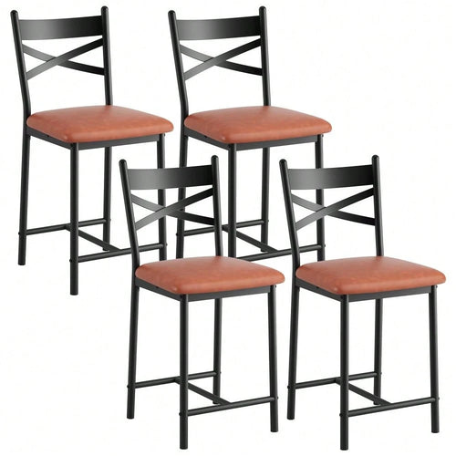Studyset 26" Counter Height Bar Stools Set Of 4, Upholstered Bar Chairs With Back, Thick Cushion, Modern Counter Height Barstools For Kitchen Island, Apartment Counter, Dining Room Bar