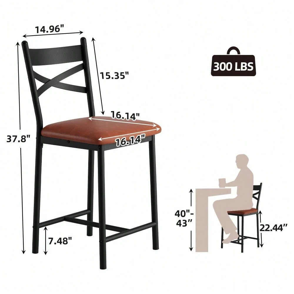 Studyset 26" Counter Height Bar Stools Set Of 4, Upholstered Bar Chairs With Back, Thick Cushion, Modern Counter Height Barstools For Kitchen Island, Apartment Counter, Dining Room Bar