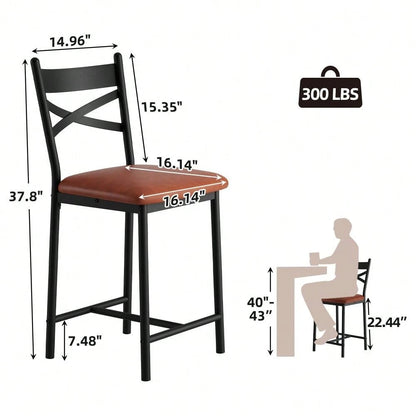 Studyset 26" Counter Height Bar Stools Set Of 4, Upholstered Bar Chairs With Back, Thick Cushion, Modern Counter Height Barstools For Kitchen Island, Apartment Counter, Dining Room Bar