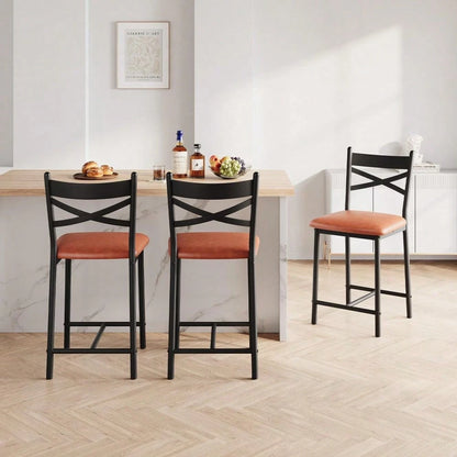 Studyset 26" Counter Height Bar Stools Set Of 4, Upholstered Bar Chairs With Back, Thick Cushion, Modern Counter Height Barstools For Kitchen Island, Apartment Counter, Dining Room Bar