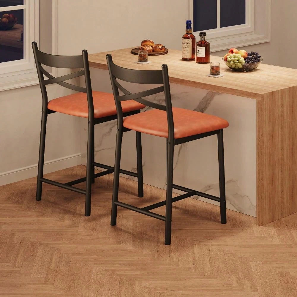 Studyset 26" Counter Height Bar Stools Set Of 4, Upholstered Bar Chairs With Back, Thick Cushion, Modern Counter Height Barstools For Kitchen Island, Apartment Counter, Dining Room Bar
