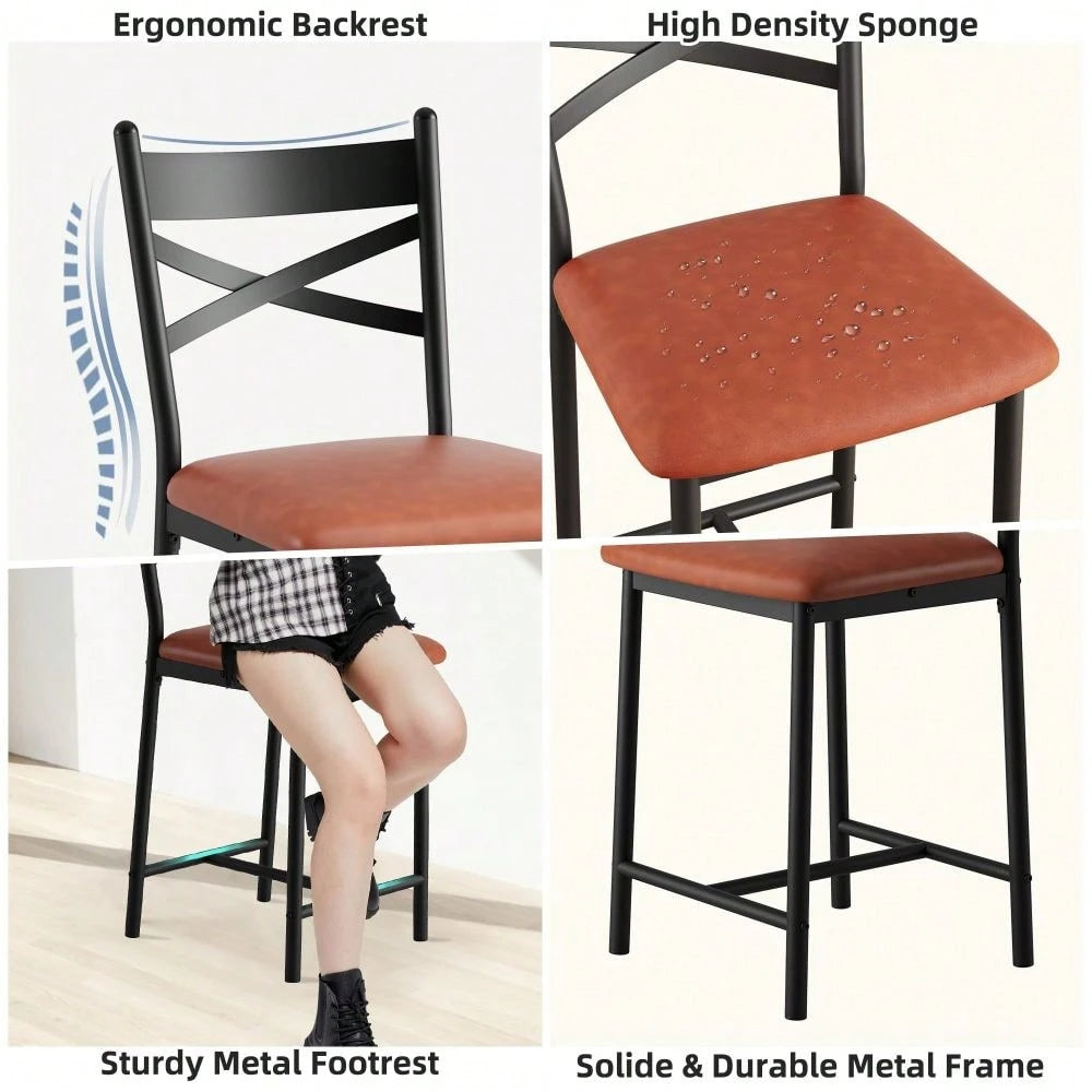 Studyset 26" Counter Height Bar Stools Set Of 4, Upholstered Bar Chairs With Back, Thick Cushion, Modern Counter Height Barstools For Kitchen Island, Apartment Counter, Dining Room Bar