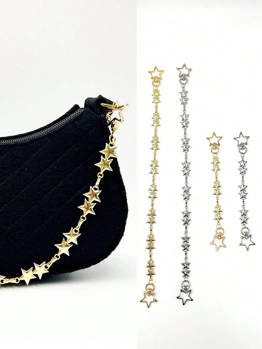 Stylish Metallic Star Shaped Bag Strap Chain, Elegant Replacement Shoulder Strap For Women Handbags Valentines