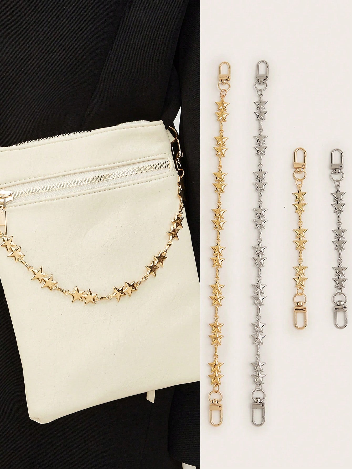 Stylish Metallic Star Shaped Bag Strap Chain, Elegant Replacement Shoulder Strap For Women Handbags Valentines