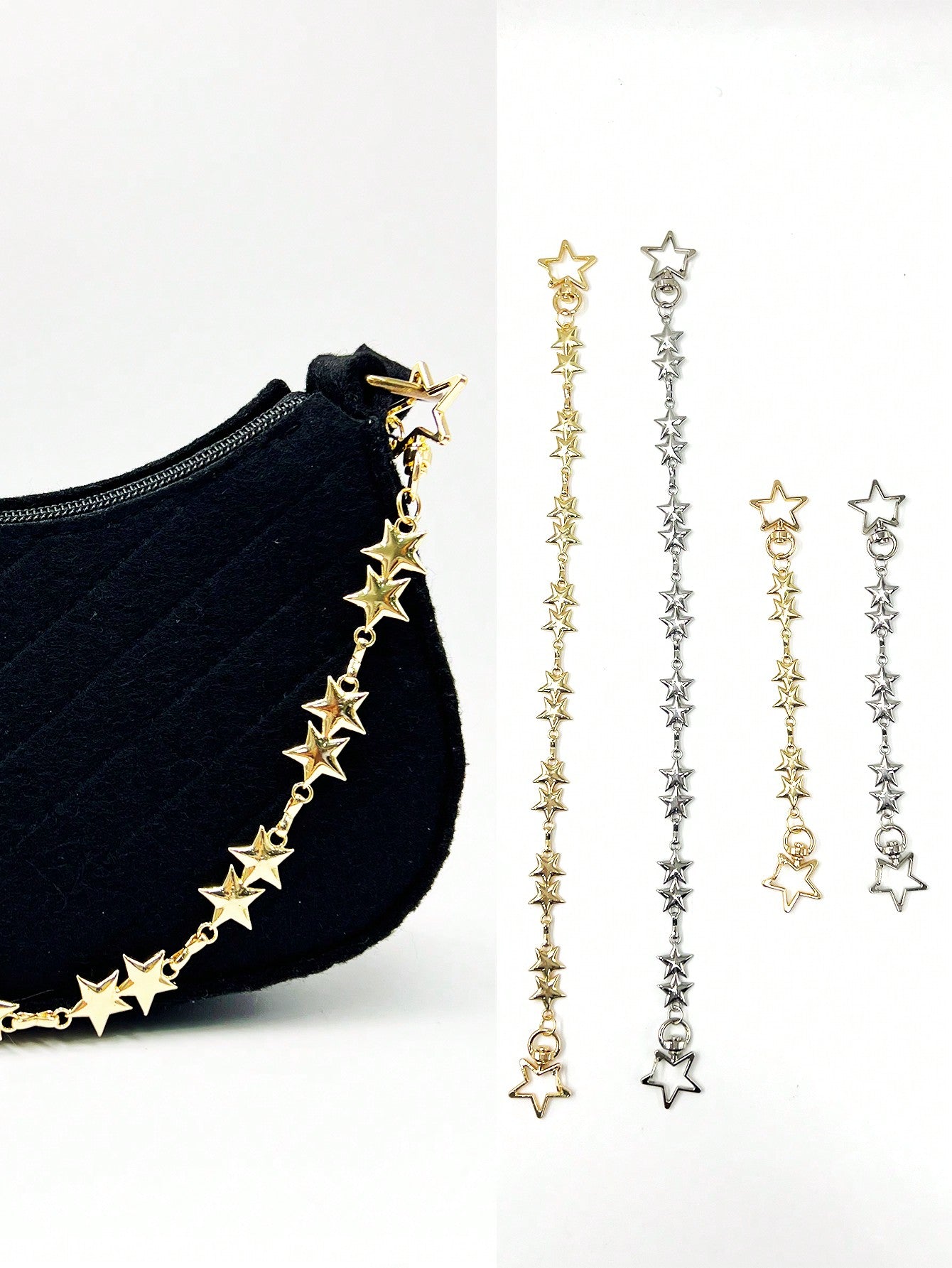 Stylish Metallic Star Shaped Bag Strap Chain, Elegant Replacement Shoulder Strap For Women Handbags Valentines