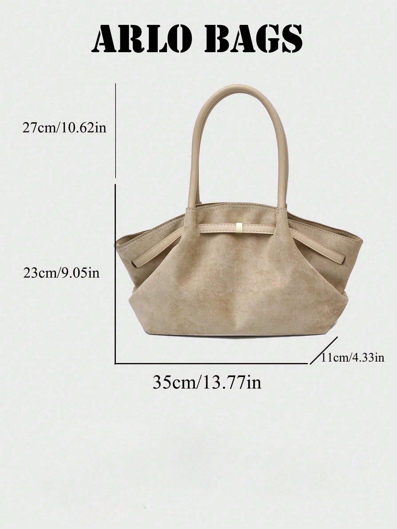 Stylish Suede Tote Bag With Contrasting PU Handles, Gold Square Metal Buckle, Soft And Spacious Design, Perfect For Everyday Commuting.