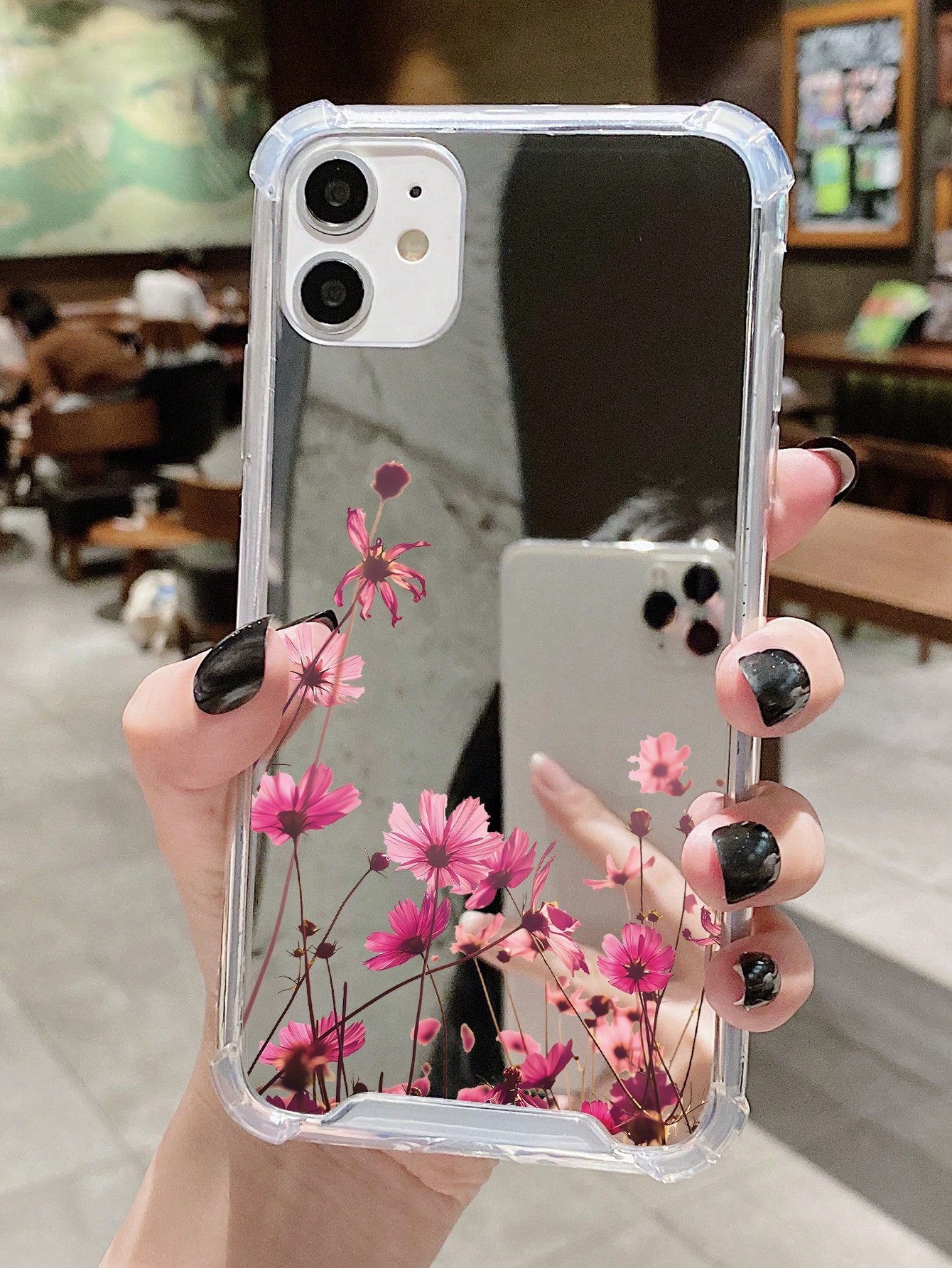 Summer 1pc Multicolor Acrylic Plated Mirror Phone Case With Flower Pattern, Compatible With Iphone Waterproof Shockproof Anti-Fall Scratch Resistant