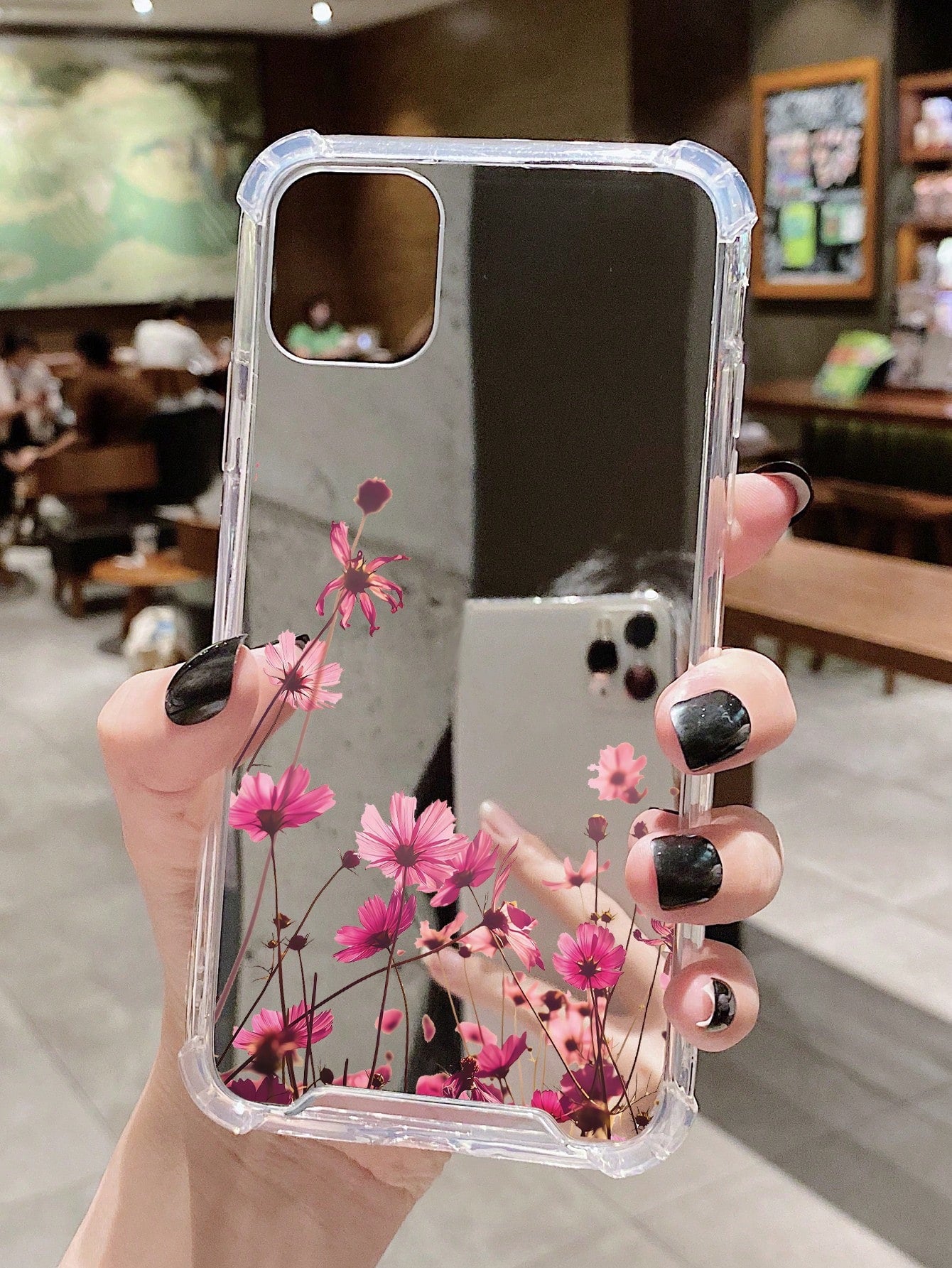 Summer 1pc Multicolor Acrylic Plated Mirror Phone Case With Flower Pattern, Compatible With Iphone Waterproof Shockproof Anti-Fall Scratch Resistant