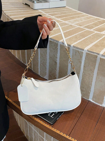Summer Elegant Solid Color Handbag With Pendant, Classic Multi-Use Fashion Letter Decor Women's Shoulder Crossbody Bag, Suitable For Shopping, Wallet, Young Women, College Students, Newlyweds, Office
