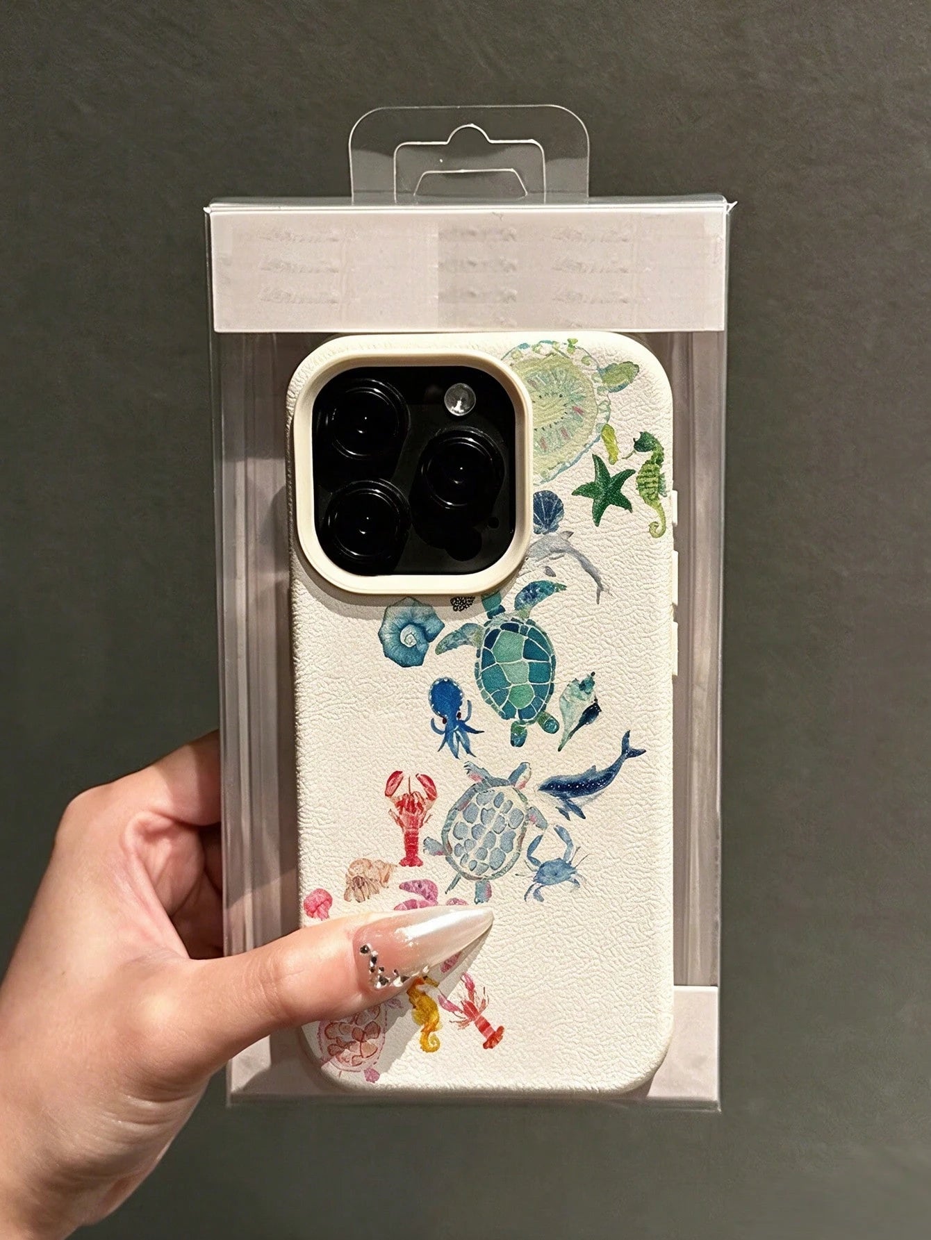 Summer Fashion Cute Colorful Turtle Lobster Dolphin Starfish Pattern White Matte Full Coverage Shockproof Phone Case Compatible With IPhone 17/17Pro/17ProMax/16/16Pro/16ProMax/15/15Pro/15ProMax/14/13