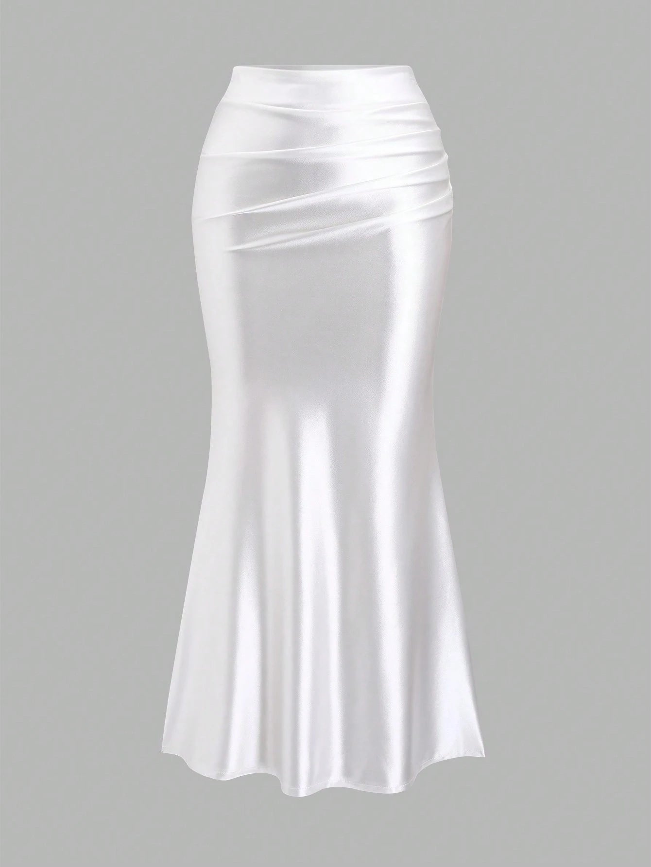 Sunnyshic White Pleated Bodycon Skirt, Minimalist & Fashionable, Suitable For Summer